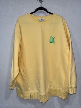 Joy Lab - Yellow Crewneck Sweatshirt with Green Fruit Almafi Coast